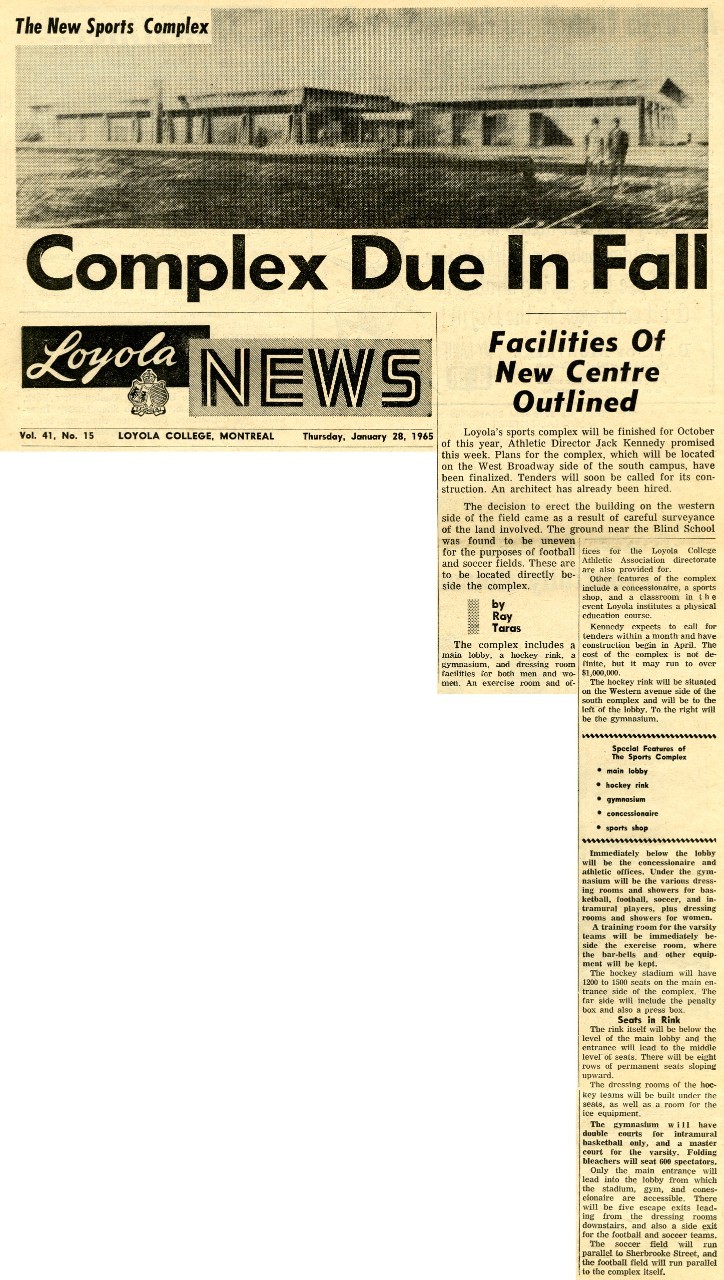 Old newspaper clipping of the Sports Complex being ready in the Fall