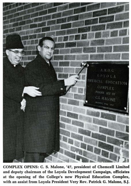 Newspaper photo of C.S. Malone officiating the opening of the Sport Complex