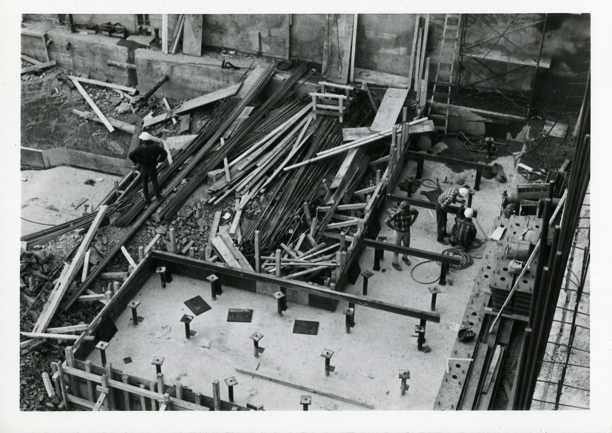 Top view of the Hall building construction site