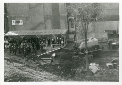 Photo of a ground digger machine from the Ground Breaking Ceremony, 1964