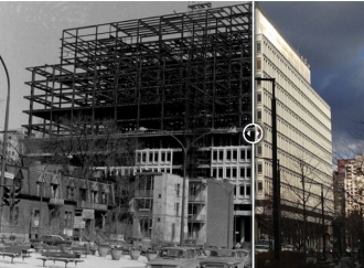Before and after image of the Hall Building