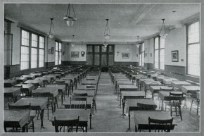 Old black and white photo of a classroom from Loyola College Review, 1922