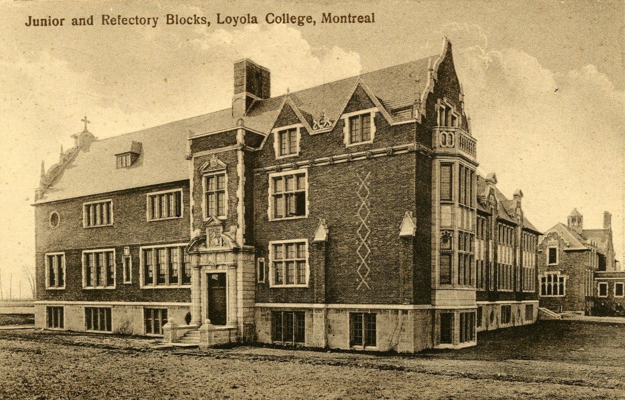 Old black and white photo of Junior and Refectory blocks, Loyola College