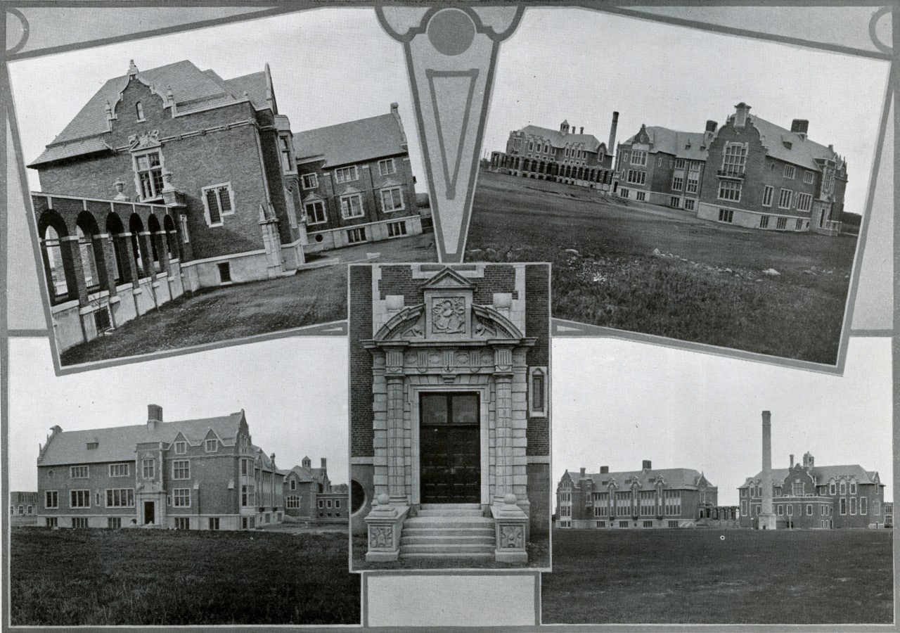 Image containing stil captures of five images from the Loyola College Review in 1916
