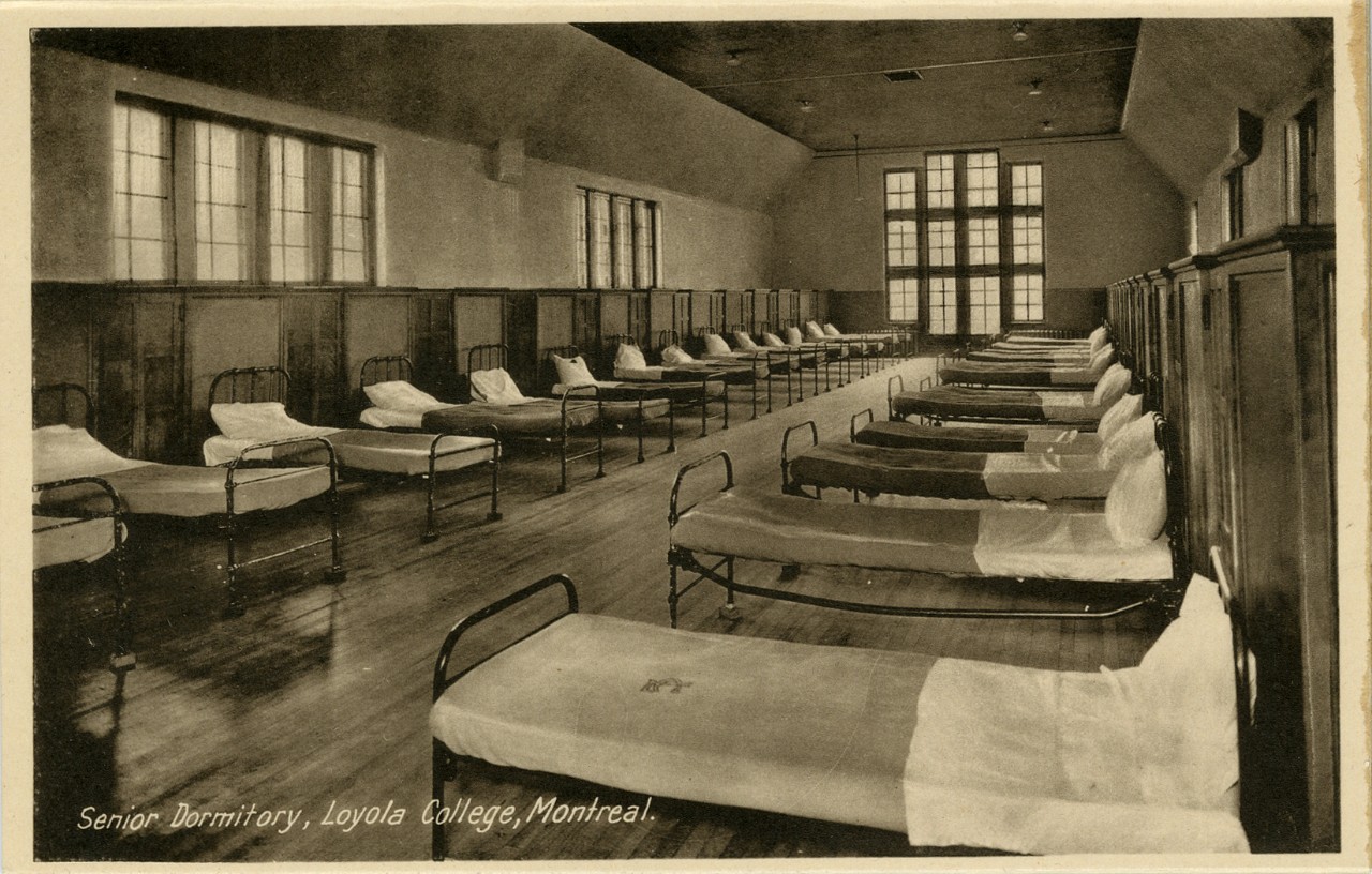 Old black and white photo of a Senior dormitory in Loyola College