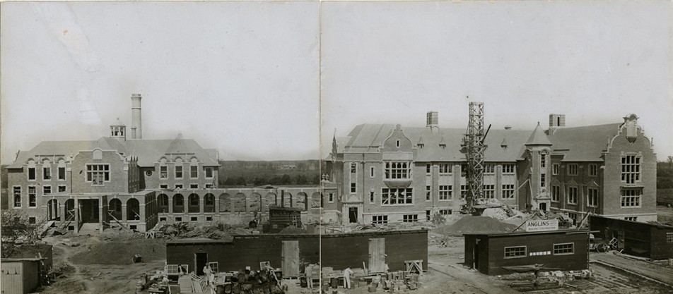 Refectory, Cloisters and Junior block under construction