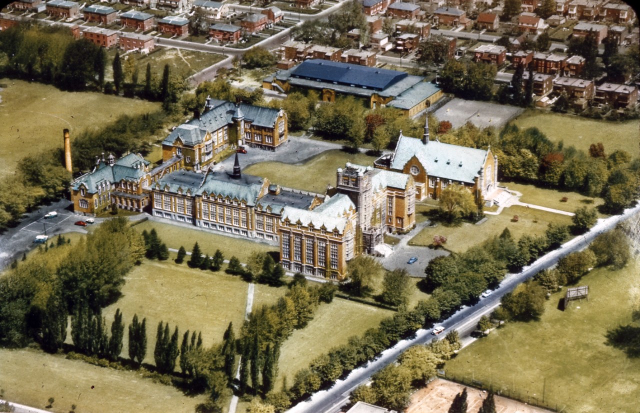 Old aerial view photo of Loyola College from the 1950s