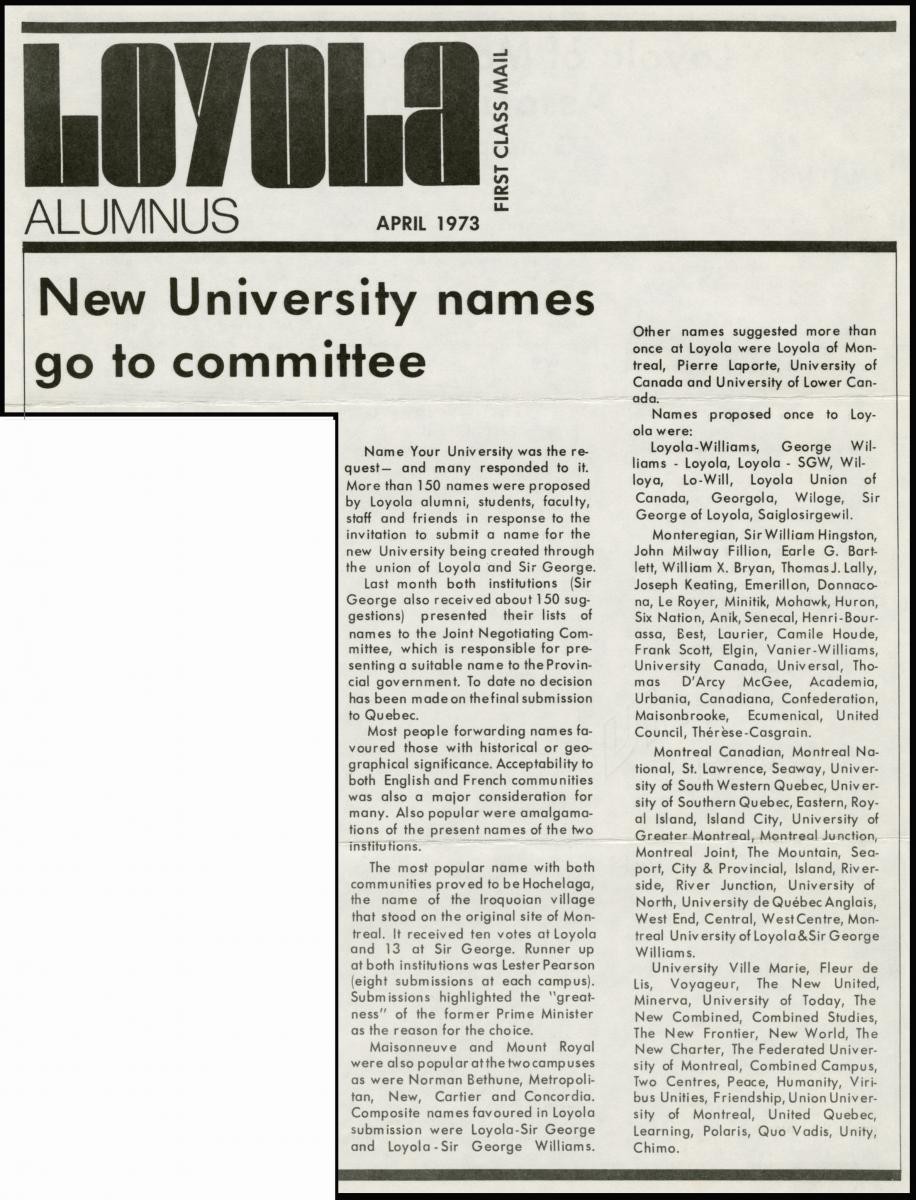 New University names go to committee