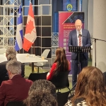 Graham Carr gives a talk at the Conference on Building Partnerships toward a Sustainable future