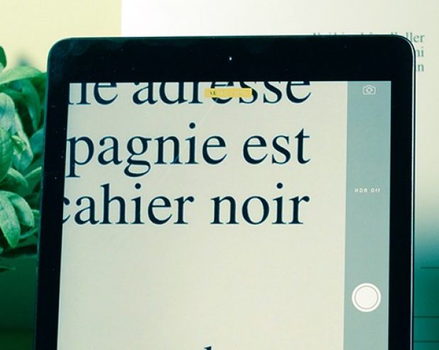 A tablet with magnified text