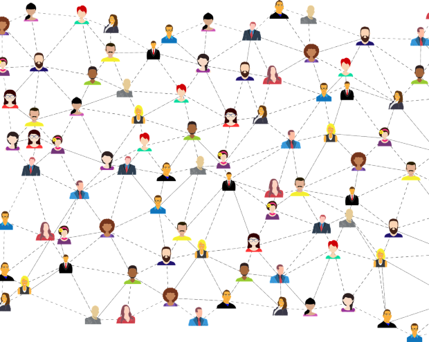A graphical illustration of a network of connected people