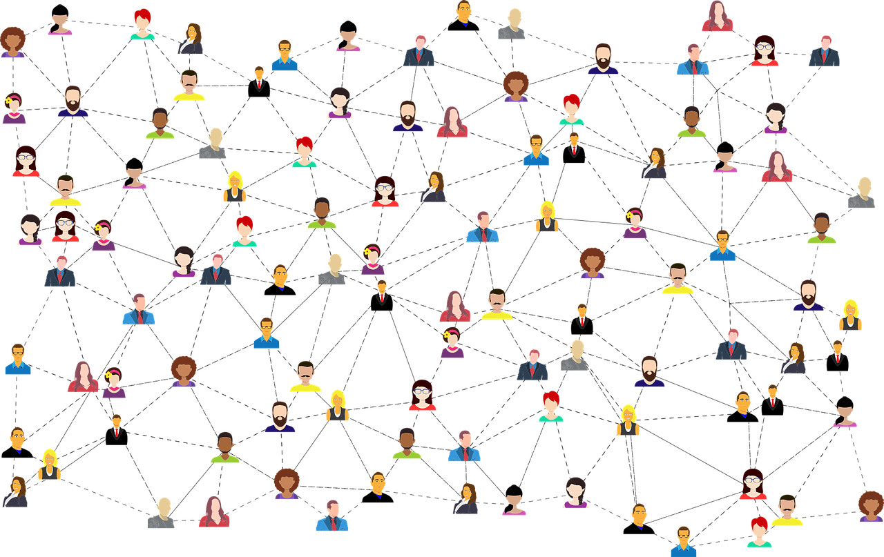 A graphical illustration of a network of connected people A graphical illustration of a network of connected people