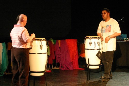 Performers dialogue through drumming