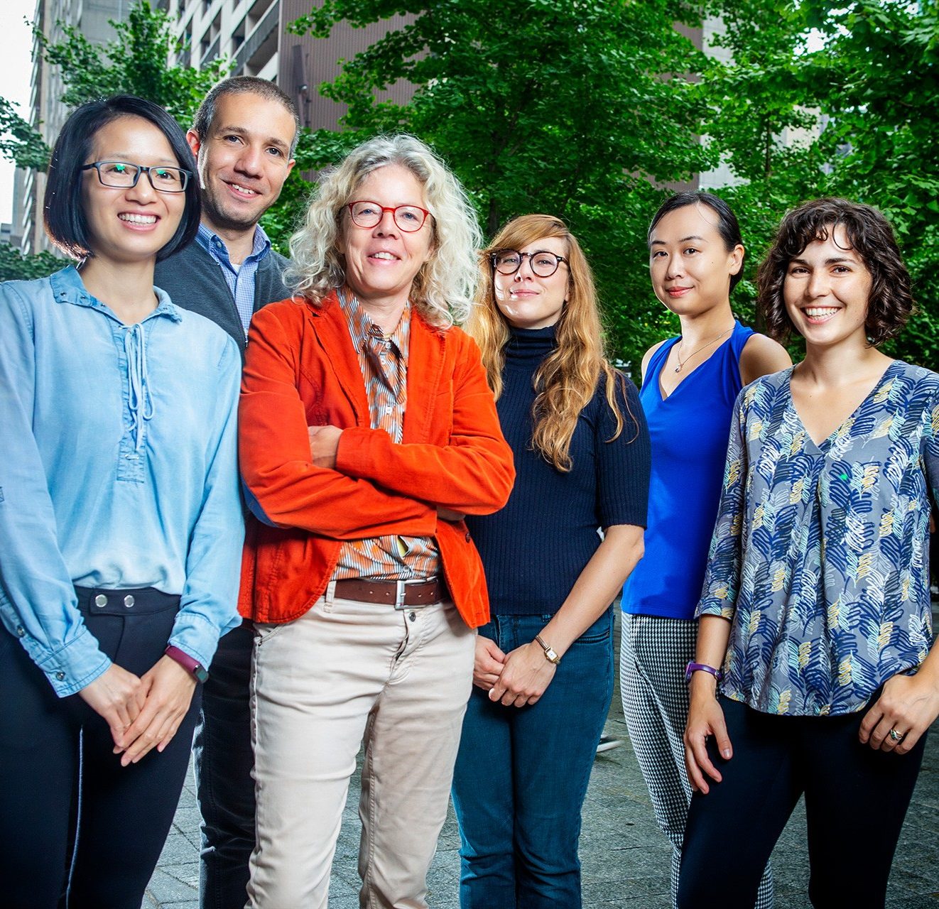 Smart Cities team, from left to right: Chunyan Lai, Mohamed Ouf, Ursula Eicker, Alice Jarry, Jing Hu, Carly Ziter
