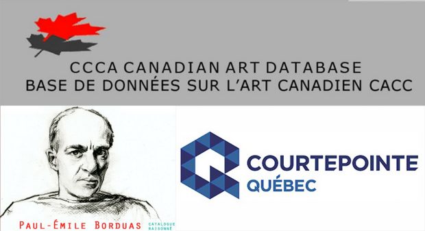 Canadian Art Database logo beside the Courtepointe Quebec logo