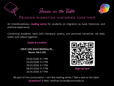 Poster for the Stories on the Table discussion series