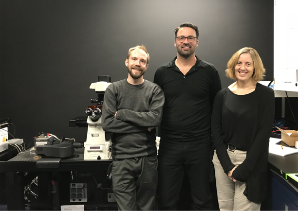 Drs. Law, Brett and Piekny with the Nikon Sweptfield Confocal
