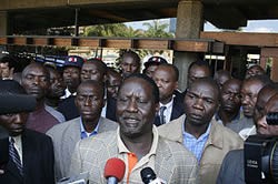 Prime Minister Raila Odinga speaking to the media