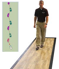 A person walking on a ProtoKinetics Zeno Walkway mat