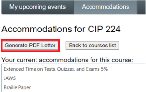 Screenshot of ACSD portal: Generate PDF button