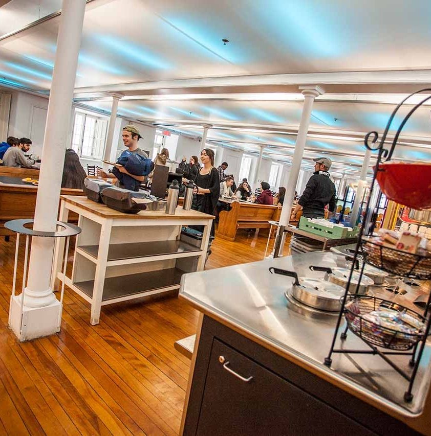 Students in Concordia University's Grey Nuns residence dining hall