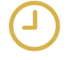 The outline of a clock in a yellow mustard colour, signifying that a course is full but that a waitlist is available