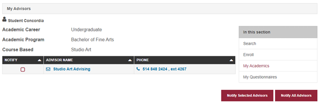 Advisor's name screenshot Advisor's name screenshot