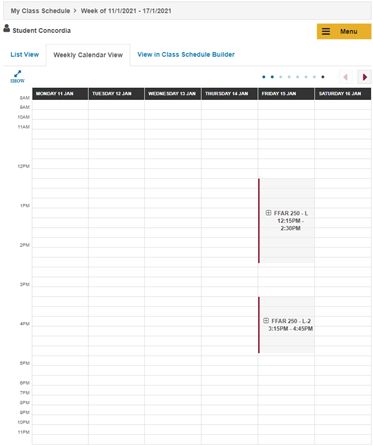 Crew Scheduler Acadian: Concordia University Class Schedule