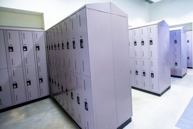 Student locker area features half-size lockers