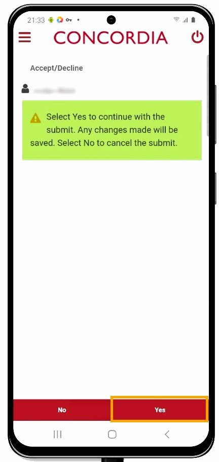 Confirm the submission Confirm the submission