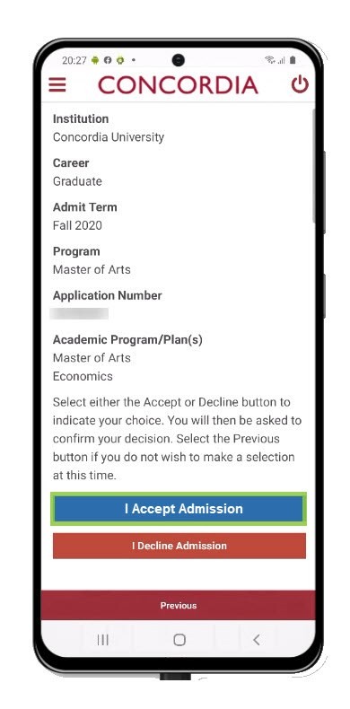 Accept Admission