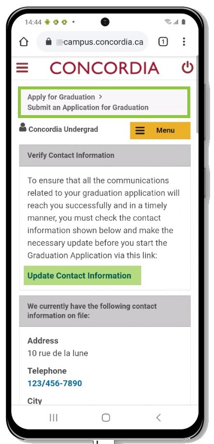 Update Contact Information Update Contact Information