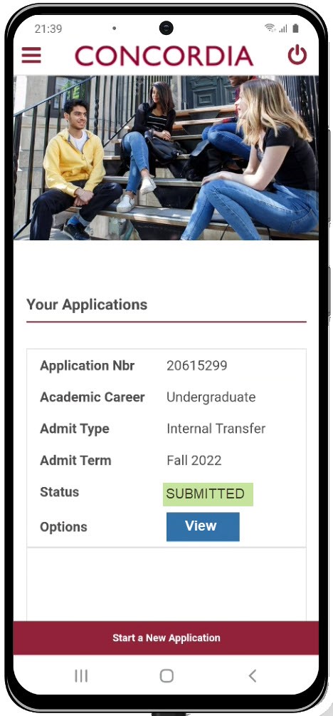 Application status Application status