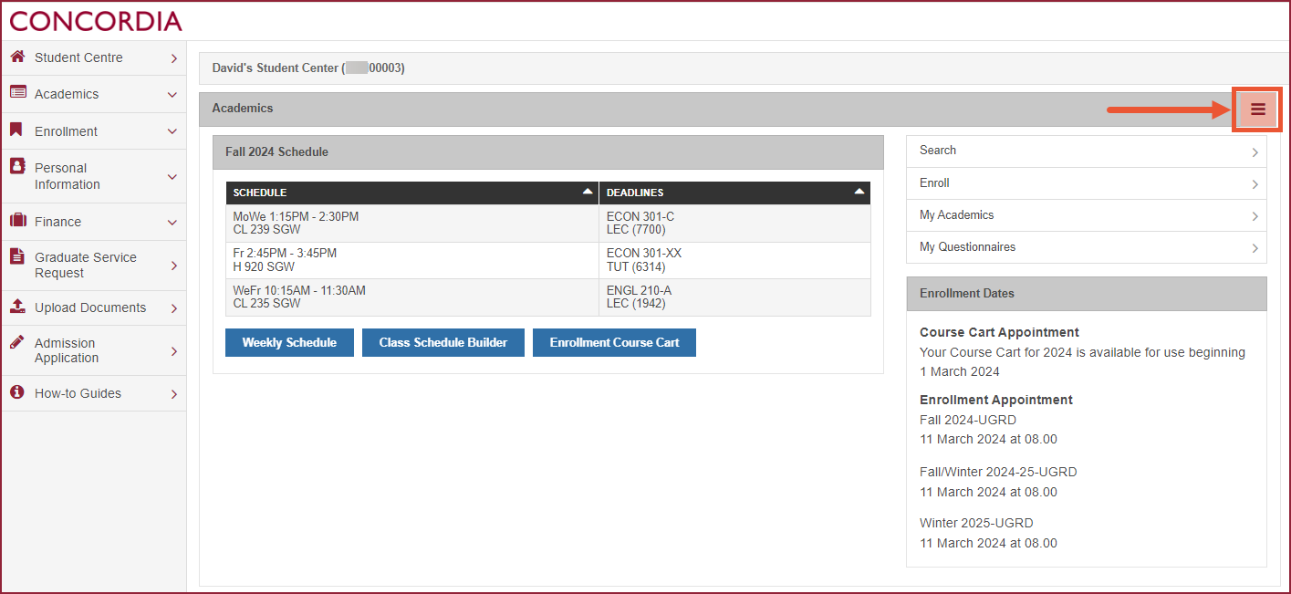 A desktop device screen grab showing how to drop a course.
