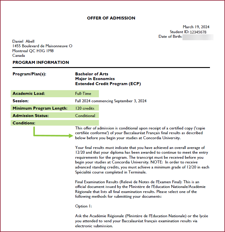 Program Information / Admission Status Program Information / Admission Status