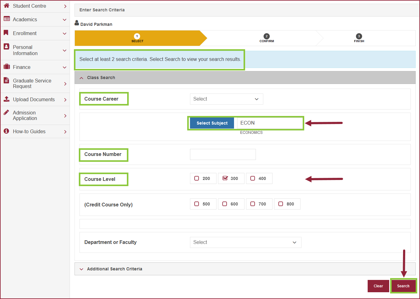 A desktop device screen grab showing how to enroll in a course.