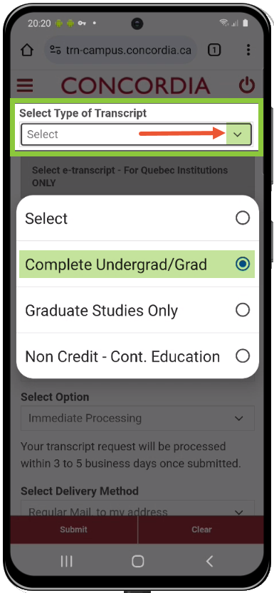 Type of transcript Type of transcript