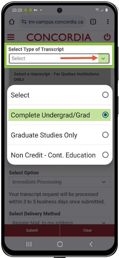 Type of transcript