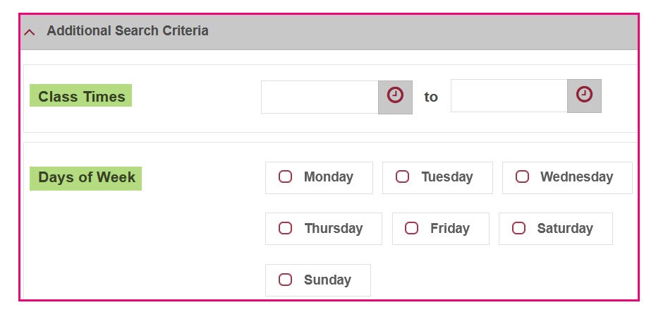 Additional search criteria Additional search criteria