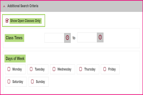 Additional search criteria