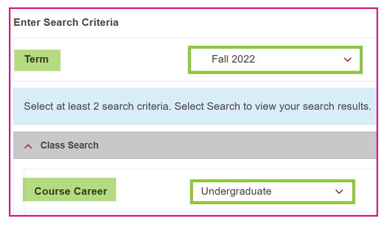Search criteria Search criteria