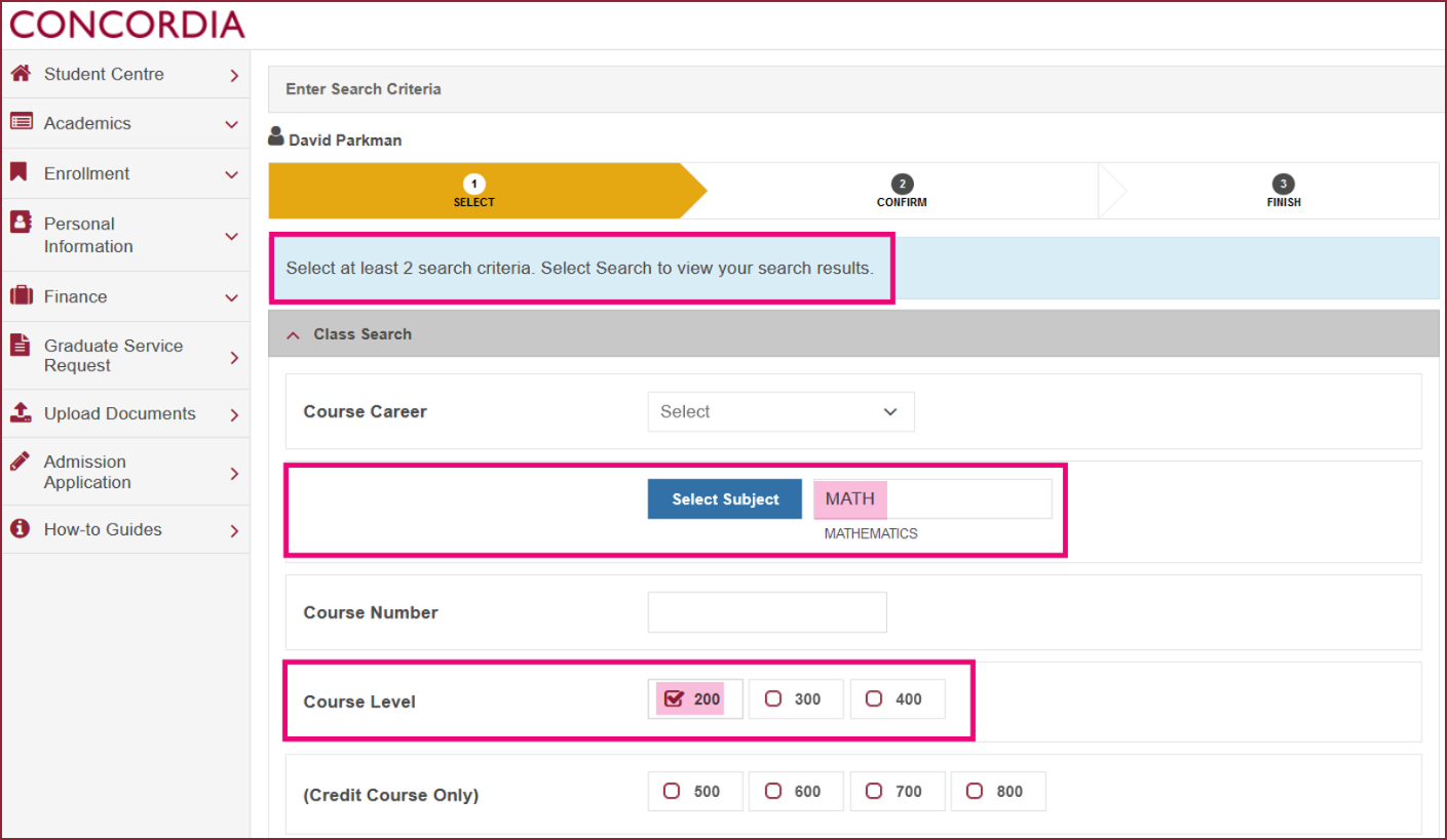 A desktop device screen grab showing how to swap a course.