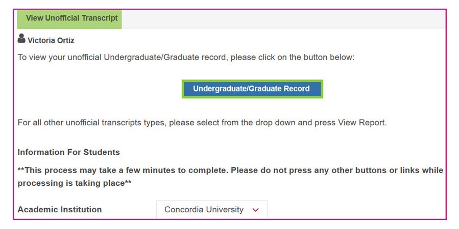 Undergraduate/Graduate Record