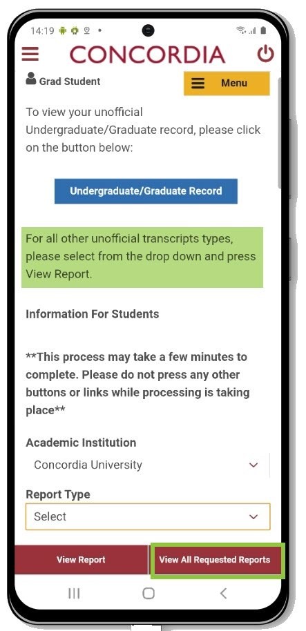 View Requested Reports View Requested Reports