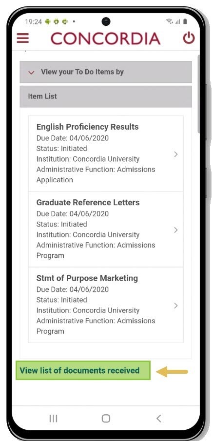 View list of documents received