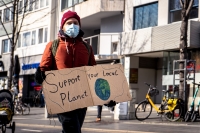 Protester holding a sign