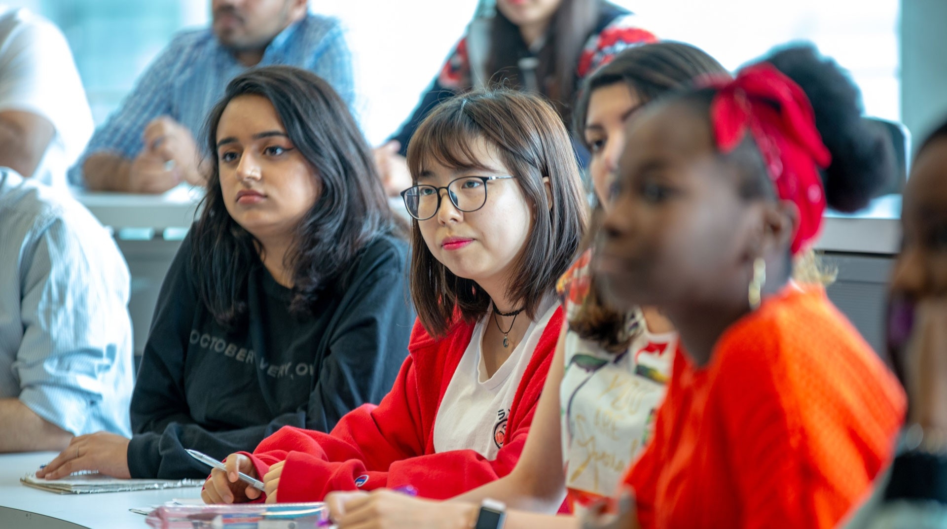 Four students sit in class at the SGW campus