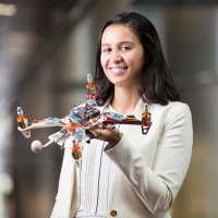 Image and text component, with text on left and a square image on the right