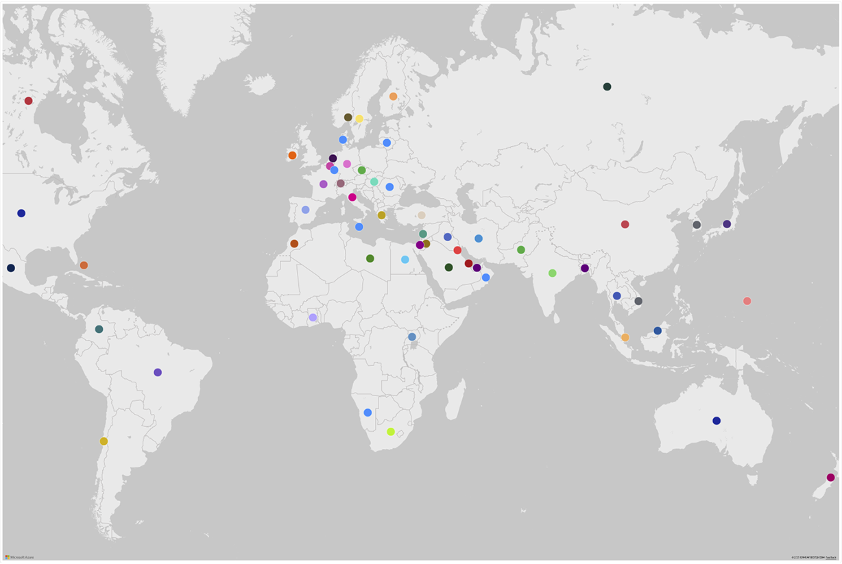 Figure 5. Pays où nous avons répertorié des titulaires de doctorat de Concordia.