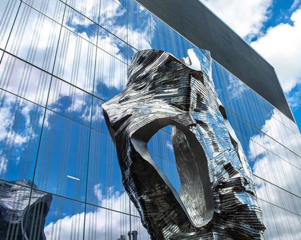 aluminum sculpture installed at Concordia's Loyola campus Applied Science Hub